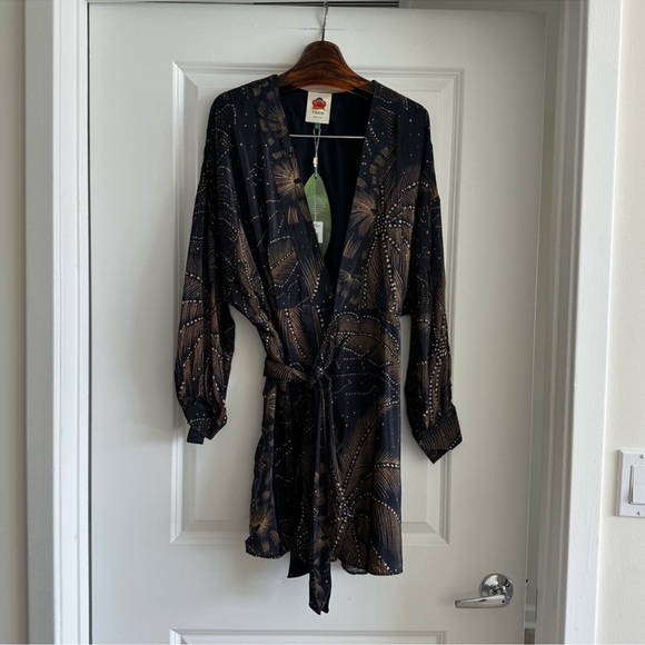 Farm Rio Black Golden Foliage Mini Dress - Picture 4 of 9